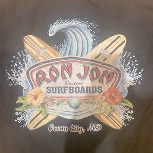 Vintage Ron Jon Surfboards Ocean City Black Graphic Tee Mens L